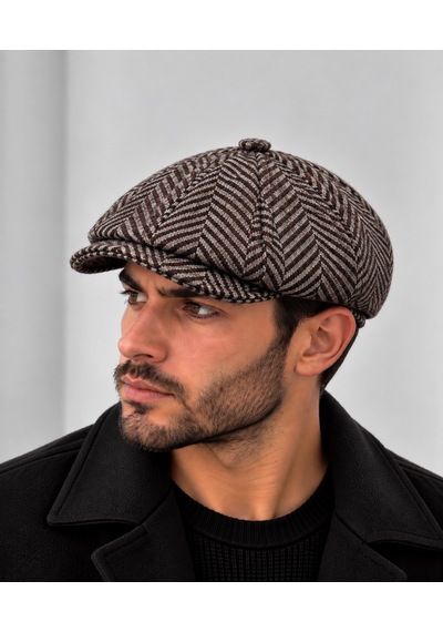 Aida Jewelss Modern Kasket Baretta Kışlık Şapka Peaky Blinders Şapka Kahverengi Açık