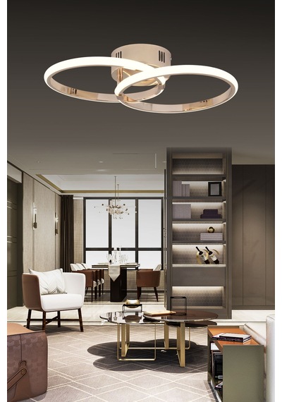Pl 02 2 Model Gold 3 Renkli Salon Ve Oturma Odası İçin İdeal Alüminyum Avize, 45x10 Gold