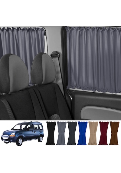 Pandami Renault Kangoo 1 . Nesil Kısa Şase 1997-2009 Uyumlu Gri Raylı Oto Perde Takımı