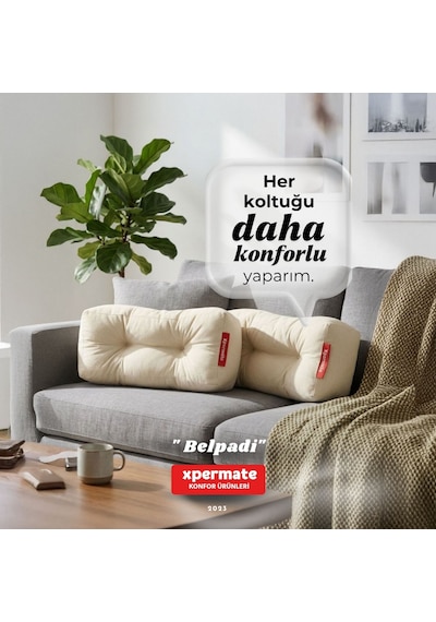 Sırt Ve Bel Destek Yastığı Sandalye Koltuk Destek Minderi Krem