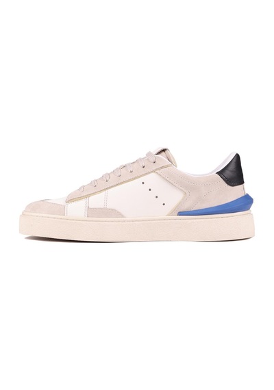 Shoetyle - Bej Süet, Beyaz Deri Bağcıklı Erkek Sneaker 666-23-1252 Deri Beyaz