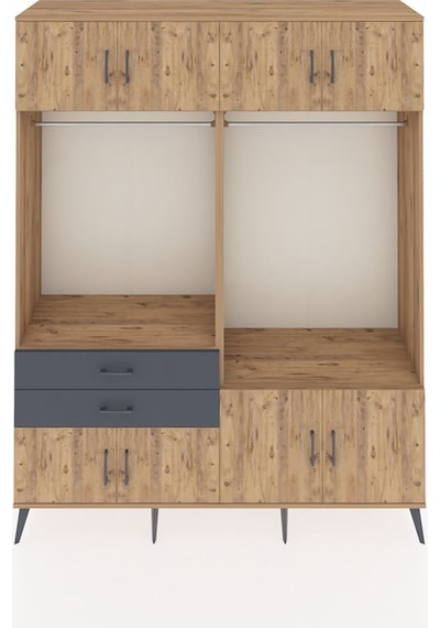 Hyperion Gardrop 7 Raflı 2 Çekmeceli 2 Askılı 176x44x221 Çam-çam/antrasit Çam/antrasit Hyperion Gardrop 7 Raflı 2 Çekmeceli 2 Askılı 176x44x221 Çam-çam/antrasit Çam/antrasit