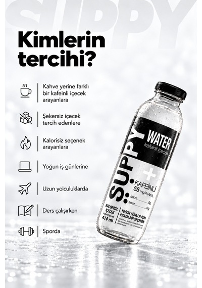 Suppy Vitamin Water Kafeinli İçecek 3 Adet 414 Ml