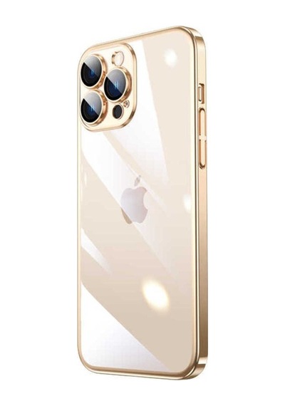 Apple Uyumlu iPhone 14 Pro Kılıf Sert Pc Renkli Çerçeveli Zore Riksos Kapak Gold