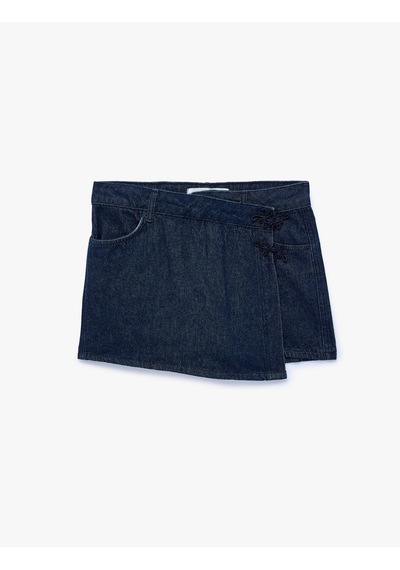 Koton Pamuklu Rahat Kalıp Cepli Denim Şort Etek Koyu İndigo 7wal70023md Dark Indigo