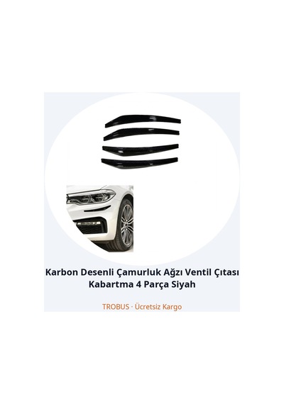 Trobus Karbon Desenli Çamurluk Ağzı Ventil Çıtası Kabartma 4 Parça Siyah