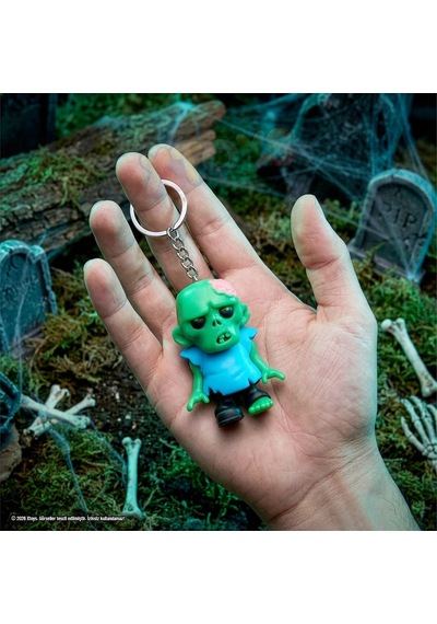 Zombi Figürü Anahtarlık, Hediyelik Halloween Çanta Aksesuarı Ve Hareketli Oyuncak Brain Chunk Açık Mavi