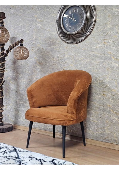 Zafir Tekli Teddy Siyah Boyalı Sivriltme Ayak Çay Seti Koltuk Tekli Berjer , Balkon, Salon, Ofis Kiremit