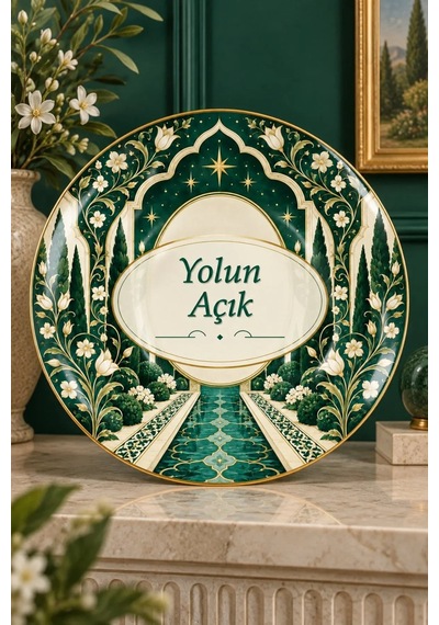 Dekoratif Duvar Tabağı Gönülden Sözler Dekorlu Seramik Tabak Pembe