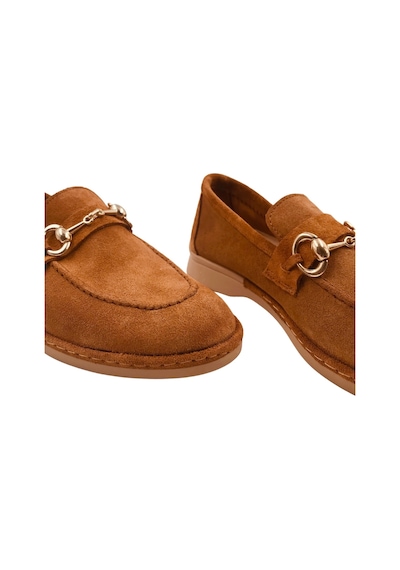 Scarpe Taba Hakiki Deri Kadın Süet Babet Ayakkabı Taba