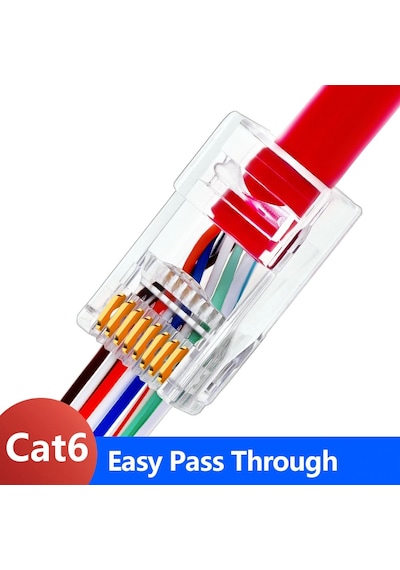 Delikli Cat6.Cat5 Yeni Nesil Ez Rj45 Plastik İnternet Jack Rj45