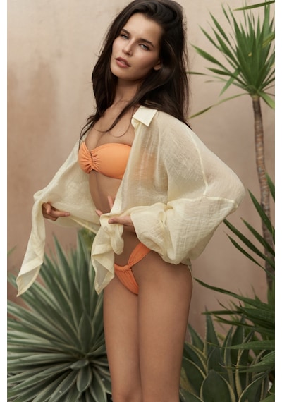 Mai Collection Mai Studios Co. Lahla Straplez Toka Detaylı Turuncu Bikini Üstü Turuncu