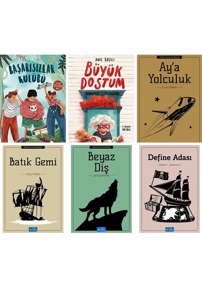 Başarısızlar Kulübü,büyük Dostum,batık Gemi,beyaz Diş,define Adası,aya Yolculuk 6 Klitap Set