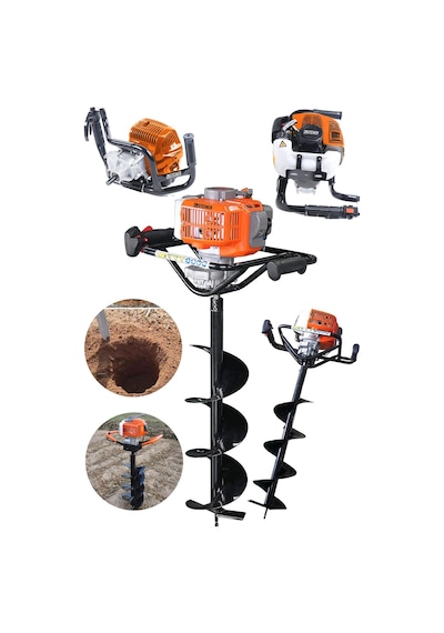 Steiner 11 HP Tam Profesyonel Toprak Burgu Makinesi 15 Cm Uç Turuncu