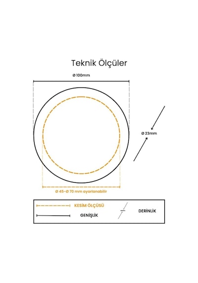 Cata Ct-5645 6w Plus Ayarlanabilir Delik Çaplı Sıva Altı Led Panel Armatür, Çerçevesiz İnce Tasarım Tavan Spot Çok Renkli