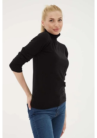 Fashion Friends 25k0780k1 Kadın Baıkçı Yaka Kazak Siyah