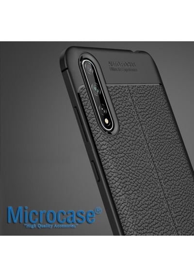 Microcase Huawei P Smart S / Y8P Leather Silikon Kilif - Siyah 446755615