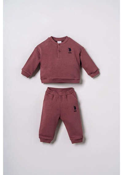 U.S. Polo Assn. Erkek Bebek Nakışlı Bordo Uzun Kol Pijama Takım Usb3169-c-v4 Usb3169-c-v4