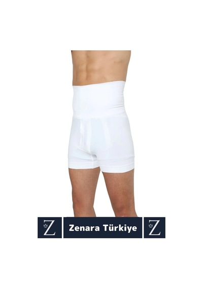 Gündelik Kaymaz Göbek Kalça Toparlayan Sıkılaştıran Bel Düzleştiren İncelten Erkek Duble Boxer Korse Beyaz