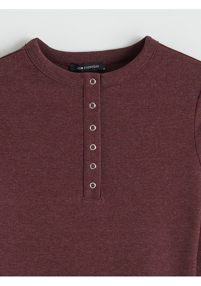 Lcwaıkıkı Classic Bordo Bisiklet Yaka Fitilli Kadın Body