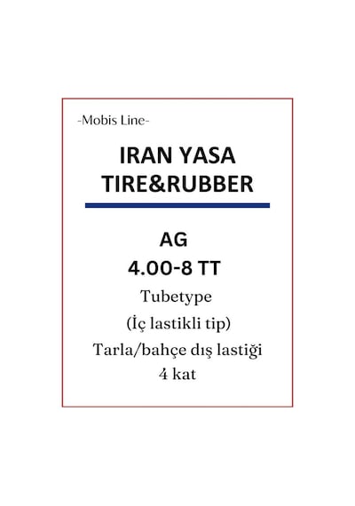 İran Yasa Tıre&Rubber 400-8  Çapa Makinesi Lastiği Traktör Desen