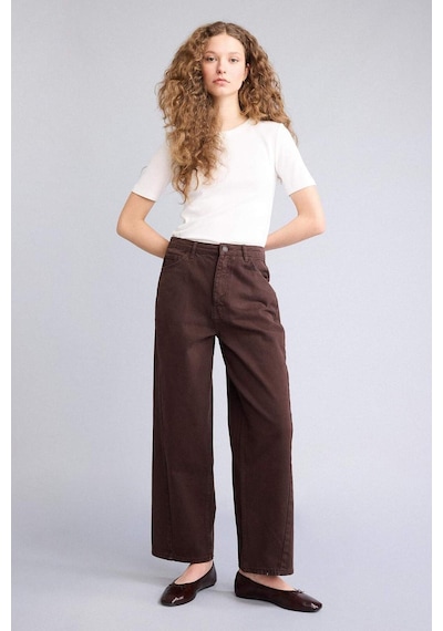 Defacto Baggy Fıt Normal Bel Gabardin Pantolon G9893ax26spbn473 Kahve-bn473