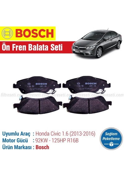 Honda Civic 1.6 Fb7 Bosch Ön Fren Balatası 2013-2016