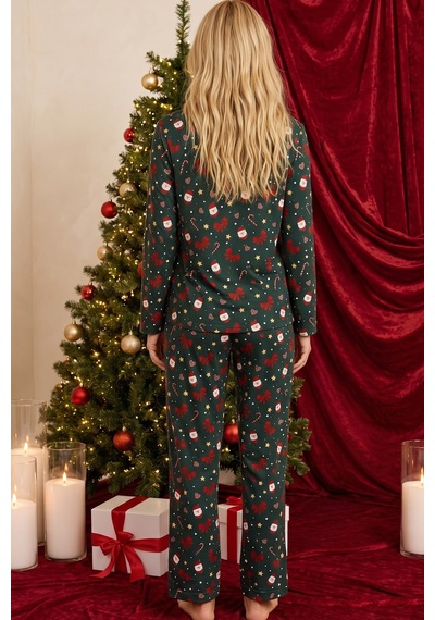 Siyah İnci Yılbaşı Temalı Desenli Termal Kumaşlı Ultra Soft Yumuşak Düğmeli Örme Pijama Takımı 26226111 Yeşil Siyah İnci Yılbaşı Temalı Desenli Termal Kumaşlı Ultra Soft Yumuşak Düğmeli Örme Pijama Takımı 26226111 Yeşil