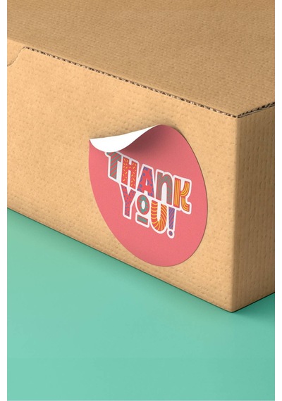 Thank You Renkli Yuvarlak Teşekkür Etiketi Sticker 3x3cm St2099 Çok Renkli