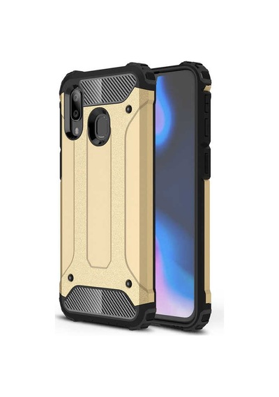 Noktaks - Samsung Galaxy A40 Uyumlu - Kılıf Çift Katman Zırh Tank Crash Military Kapak - Gold