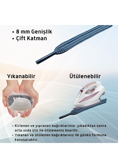 İpekbazaar Exclusice 120 Cm Yassı Spor Ayakkabı Bağcığı, Çift Katmanlı Örgülü Sneakers Bağcık, 1 Çift 001