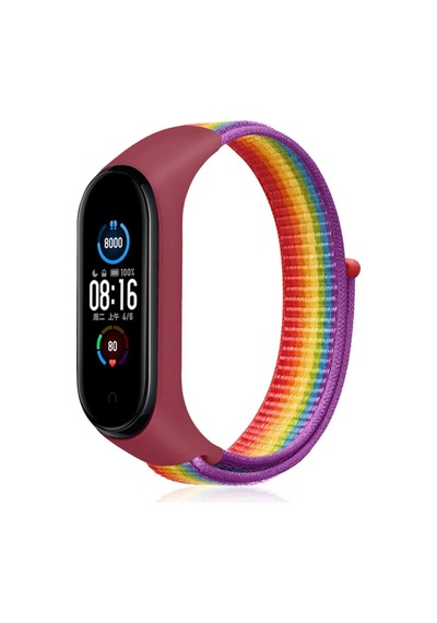 Ugr02 Xiaomi Mi Band 4 Hasırlı Cırtcırtlı Kordon - Gökkuşağı