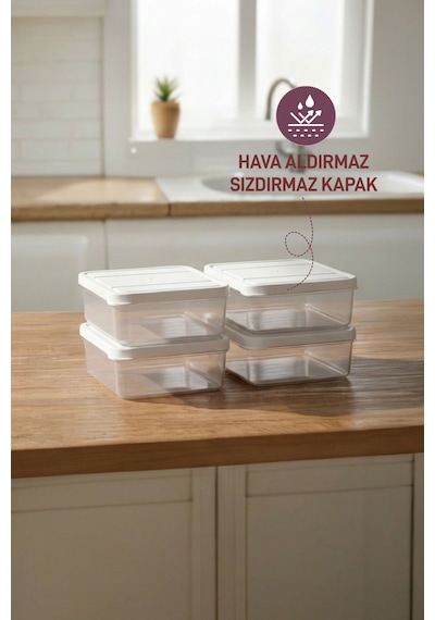 Selka Home 4 Adet 0.5 Lt. Nora  Organizer Buzdolabı Buzluk Düzenleyici Saklama Kabı