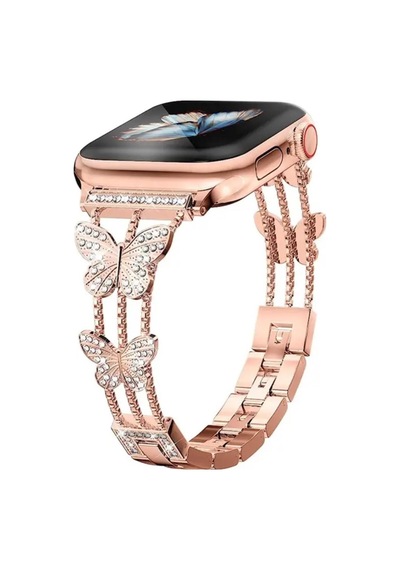 Apple Uyumlu  Watch  Seri 2/3/4/5/6/7/8/9/se 38 40 41mm Metal Ayarlanabilir Kelebekli Kordon