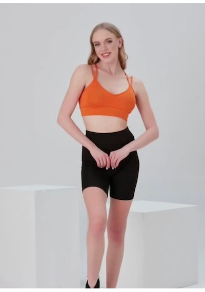 Sırt Çapraz Askılı Crop Bluz - S504571 Turuncu