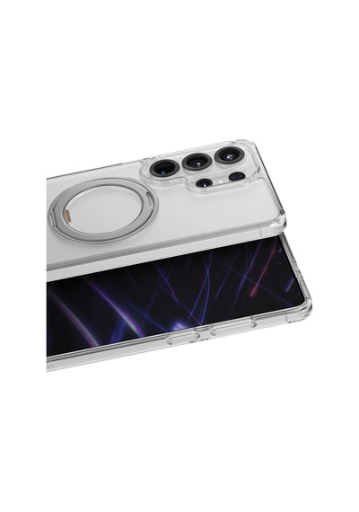 Samsung Galaxy Uyumlu S26 Ultra Kılıf Swivix Döner Metal Standlı Koruyucu Premium Dayanıklı Kapak Şeffaf