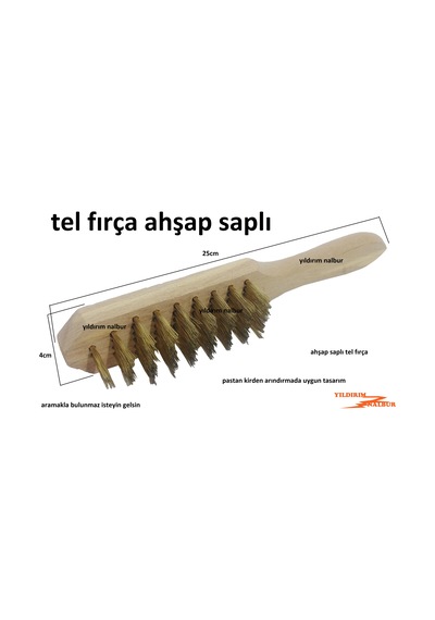 Tel Fırça Ahşap Saplı Sert Tel Fırça Pes Temizleme Silme Fırçası
