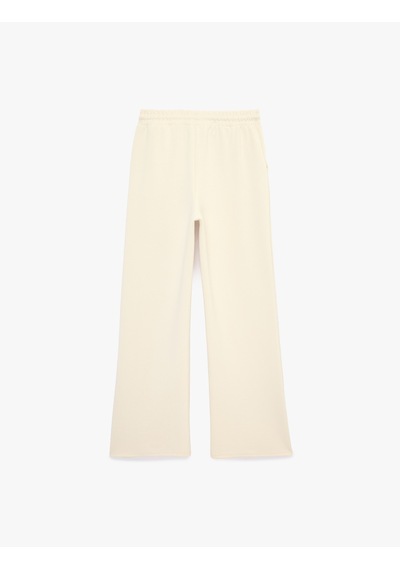 Koton Beli Bağcıklı Lastikli Geniş Paça Eşofman Pantolon Ekru 6sak40091ek