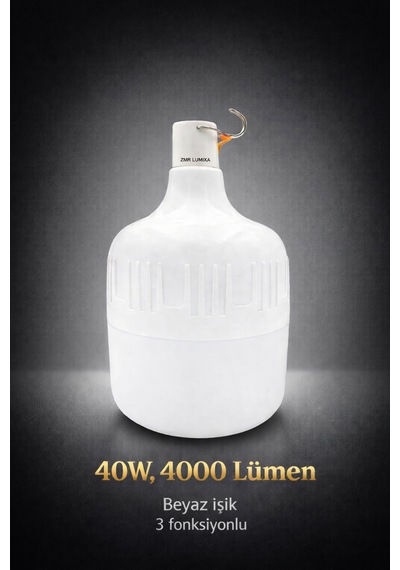 Şarjlı Ampul 40 W 4000 Lümen 3 Fonksiyonlu -