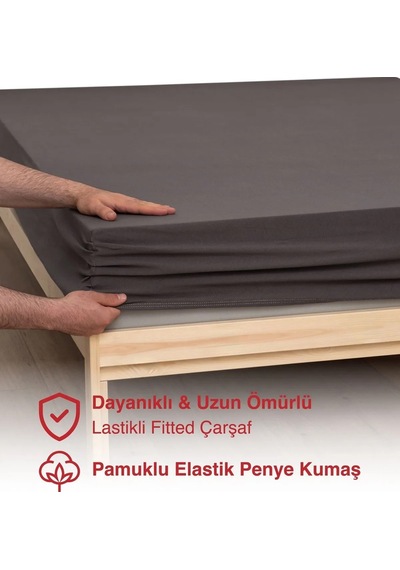 %100 Pamuklu Penye Kumaş Tek/çift Kişilik Lastikli Çarşaf Antrasit