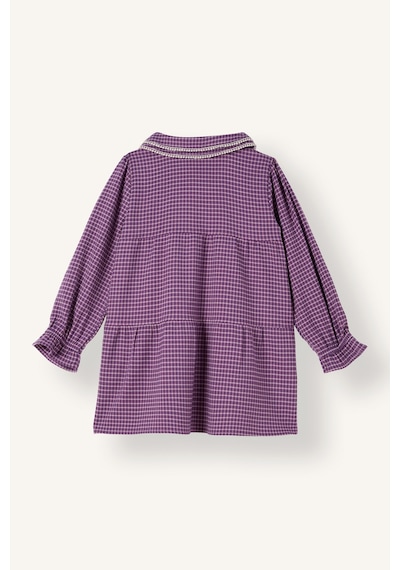 Defacto Fırfırlı Bebe Yaka Pötikareli Uzun Kollu Twill Elbise Kız Bebek I4764a526aupr258 Mor-pr258