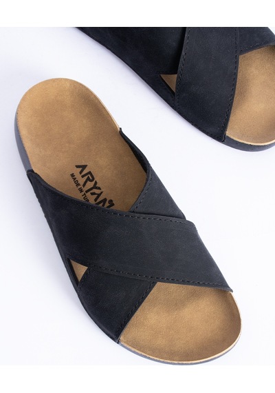 Polomia Comfort Isabella Kadın Çapraz Anatomik Esnek Comfort Yumuşak Hafif Basic Rahat Taban Günlük Sandalet Terlik Siyah