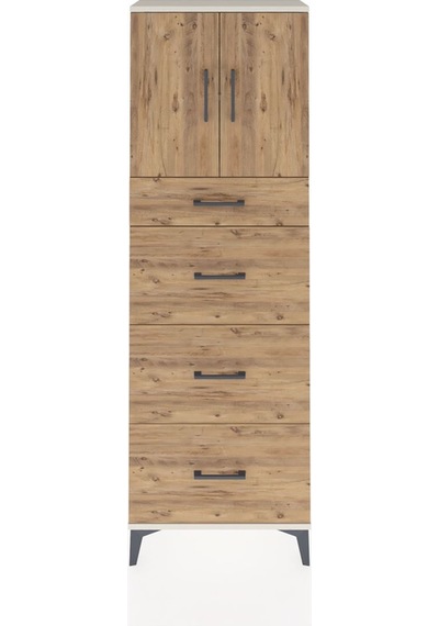 Arges Dolap 2 Raflı 4 Çekmeceli 2 Kapaklı 60x30x182 Aytaşı-çam Aytaşı
