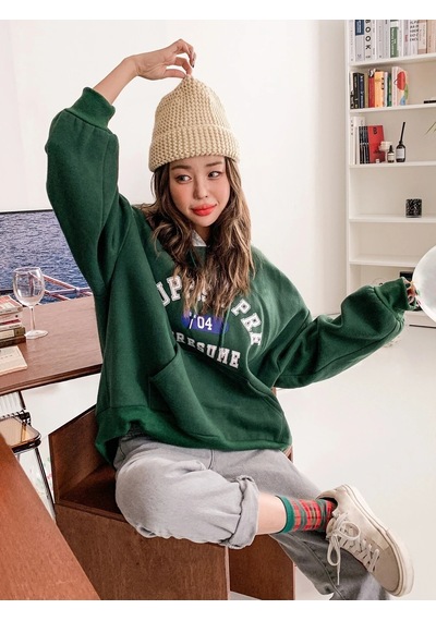 Kadın Yeşil Suppose Baskılı Oversize Sweatshirt Yeşil
