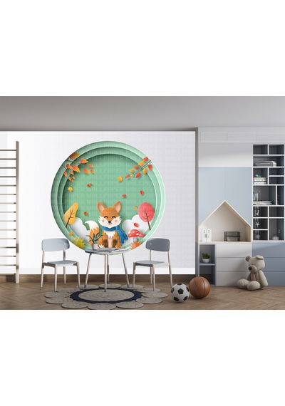 Daire Desende Tilki Çocuk Odası Poster Duvar Kağıdı