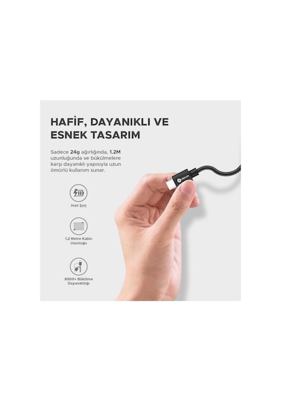 Dexim 65w Pd Typec Typec 1.2m Çift Taraflı Şarj Kablosu Dca0058