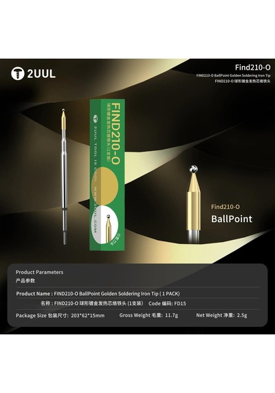 2uul Fd15 Find210-o Mikro Lehimleme İçin Ballpoint Havya Ucu