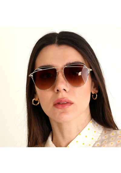 Liz Kahverengi Kadın Güneş Gözlüğü Altın