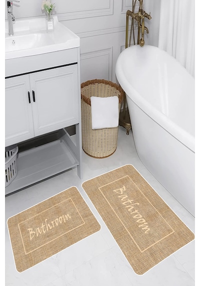 Eliana Home Dijital Baskı 2'li Banyo Paspas Takımı Lna5290 100x60 Ve 60x50 Cm Bej