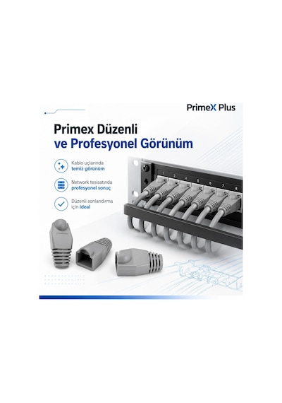 Primex Px-cat6100 Rj45 Koruma Kılıfı 100 Adet, Cat5 Cat6 Ethernet Konnektör Boot Cover, Lan Ağ Kablosu Jack Koruyucu Papuç Belirtilmemiş
